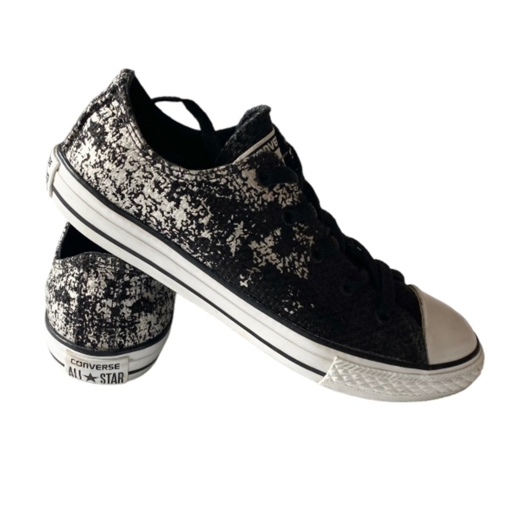Converse Junior CT OX Black Textile & Silver Metallic Shoes